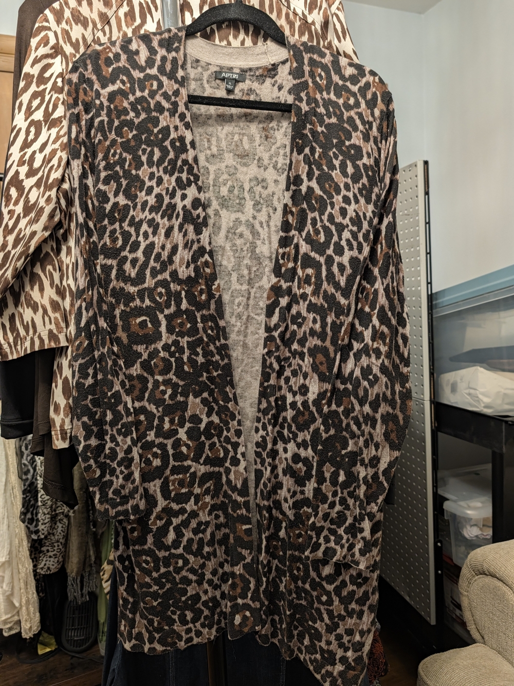 Apt. 9 Leopard Print Open-Front Cardigan - Brown/Black